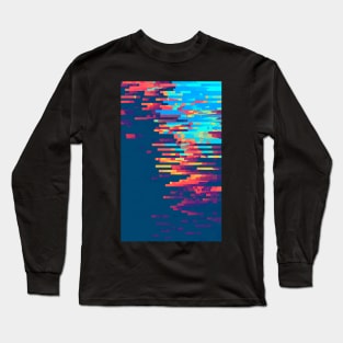 Summer Sky Glitch Contemporary Artwork Long Sleeve T-Shirt